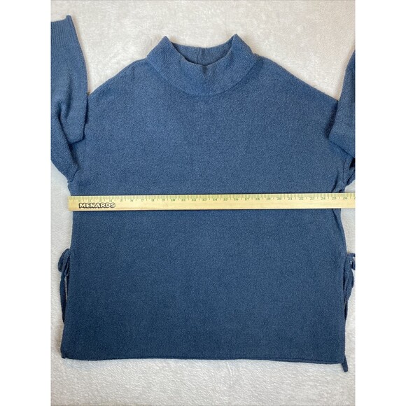 J. Jill Purejill Sweater Women's M/L Teal Mock Neck Side Tie Wool Blend Tunic - Picture 6 of 8